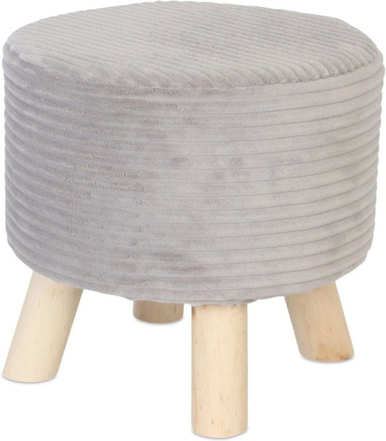 Relaxdays Polsterhocker aus Cord und Holz in Hellgrau, B/T/H: 30 x 30 x 30 cm - Bild 1