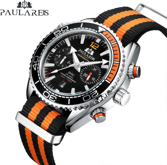 PAULAREIS Armbanduhr, Automatik, Edelstahl, Textil, Schwarz, Herren - Bild 1