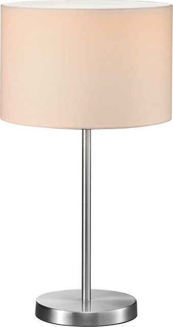 Trio Tischleuchte Hotel in Nickel Matt und Weiß aus Metall und Stoff, Höhe: 55 cm, Durchmesser: 30 cm, E27 - Bild 1