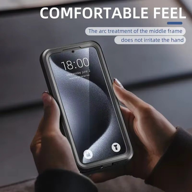 Shellbox IP68 wasserdichte Hülle für Samsung Galaxy A55, A56, A16 und A54 mit Lanyard für Outdoor, Schwimmen und Tauchen, Ganzkörperschutz, Schwarz - Bild 4