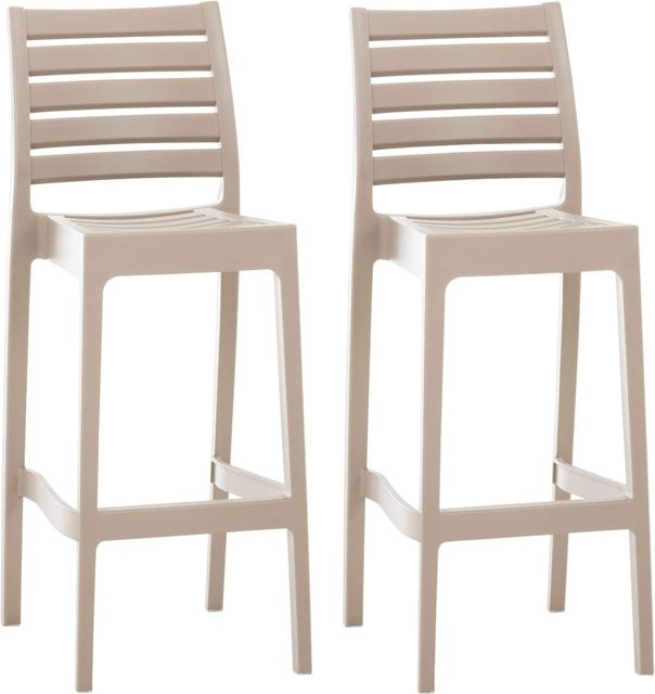 CLP 2er Set Outdoor-Barhocker Ares in Beige mit Fußstütze aus glasfaserverstärktem Polypropylen und Rattan-Optik, stapelbar - Bild 1