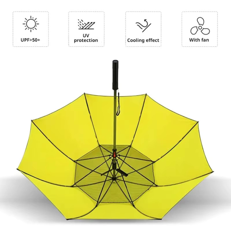 Dualuse Regenschirm und Sonnenschirm mit integriertem Lüfter und UV-Schutz in Pink - Bild 3