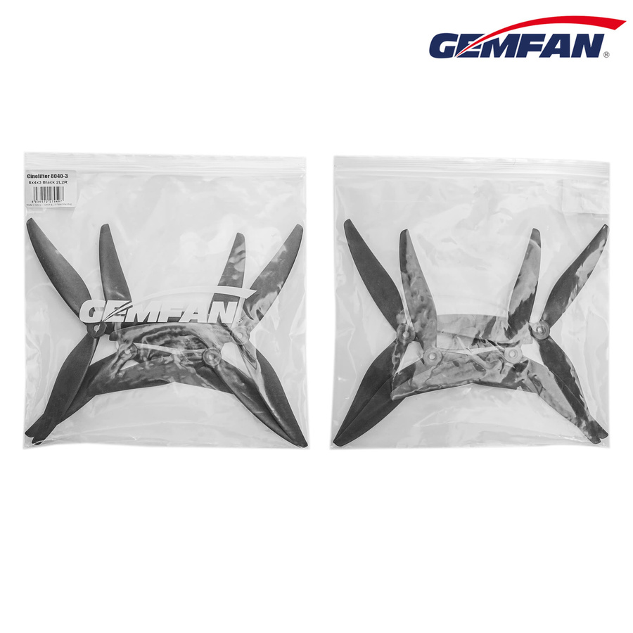 Gemfan 8040 3-Blatt Propeller für FPV Drohnen, 2 Paar, Schwarz, 8 Zoll - Bild 2