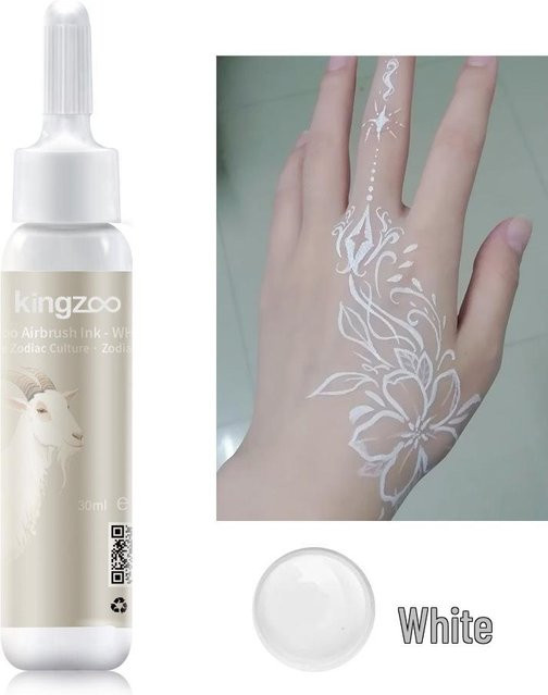 GlowEssence Airbrush-Tattoo-Farbe, Weiß, 30 ml, Unisex, Matt - Bild 1