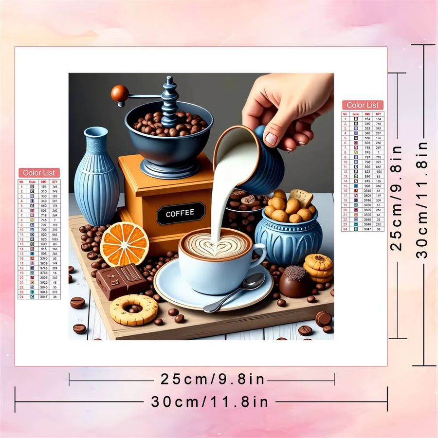 5D-Diamant-Malerei-Set Potdemiel Kaffeetasse Landschaft mit runden Diamanten als DIY-Mosaik zur Wanddekoration - Bild 2