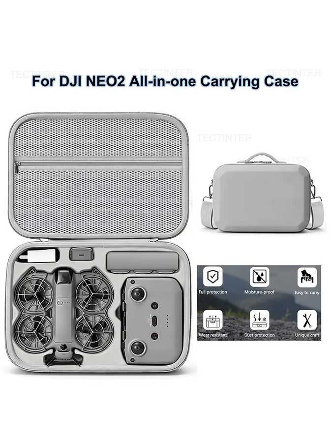 DJI NEO 2 EVA-Tragetasche in Grau mit Hartschalen-Schutzhülle für RC-N3 Fernbedienung und Zubehör - Bild 3