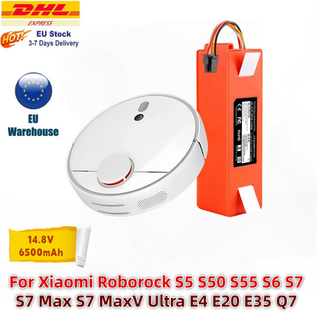 Roborock Ersatzakku 14,8V 6500mAh Hochleistungs-Li-Ionen-Akku kompatibel mit Xiaomi Roborock S5 S50 S55 S6 S7 Max S7 MaxV Ultra E4 E20 E35 Q7 Max Roboterstaubsaugern - Bild 1