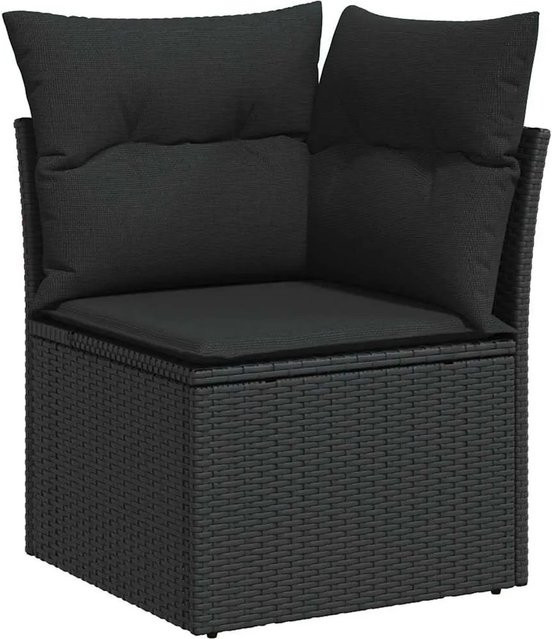 vidaXL Garten-Sofa-Set aus Poly Rattan und Stahl in Schwarz, 7-teiliges L-Shape Lounge-Set mit UV-beständigen Kissen und Armlehnen - Bild 1