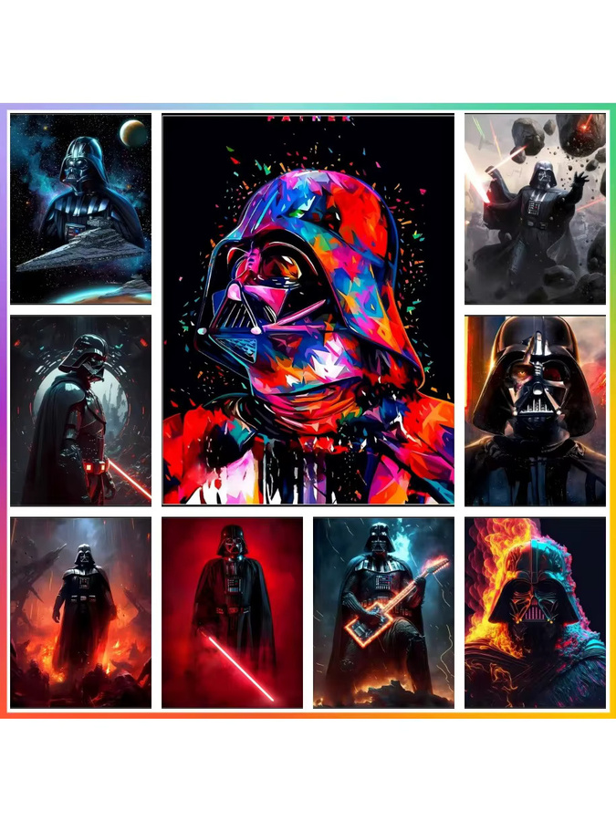 Disney Star Wars Darth Vader Malen nach Zahlen Set mit Leinwand als handgemalte Wanddekoration in Mehrfarbig - Bild 2