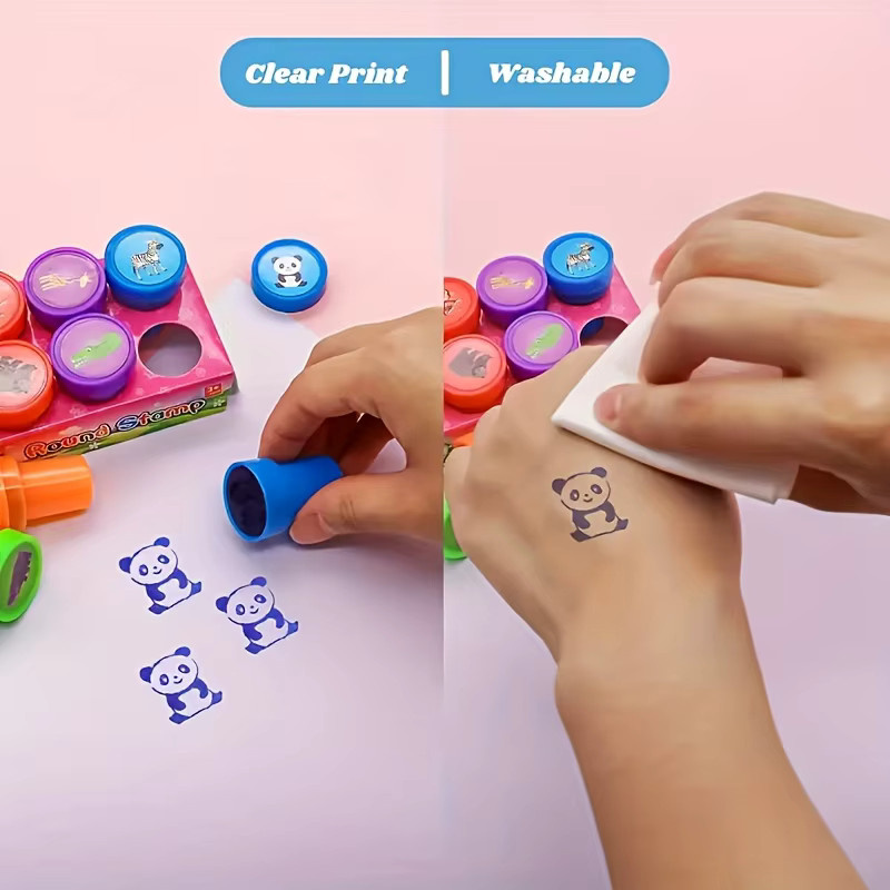 20 Stück Selbstfärbende Wildtier-Stempel für Kinder, Dschungel-Abenteuer Party Set mit gemischten Tieren in Multicolor - Bild 3