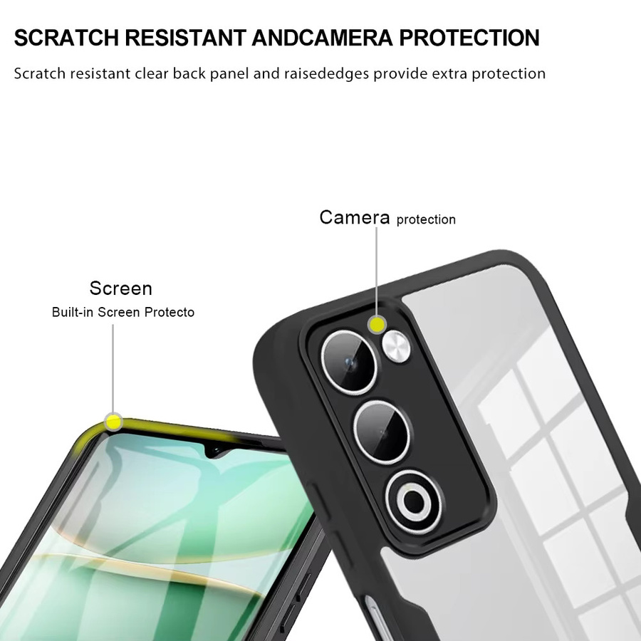 Stoßfeste Fundas Coque Capa Handyhülle mit integriertem Displayschutz für OPPO A5 5G 2025 in Schwarz - Bild 5
