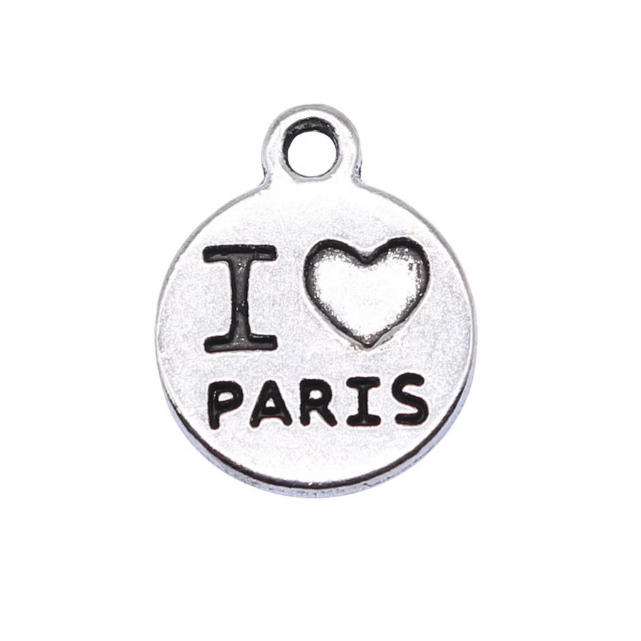 Anhänger „I Love Paris“, Zinklegierung, antiksilberfarben, 12 x 12 mm - Bild 2