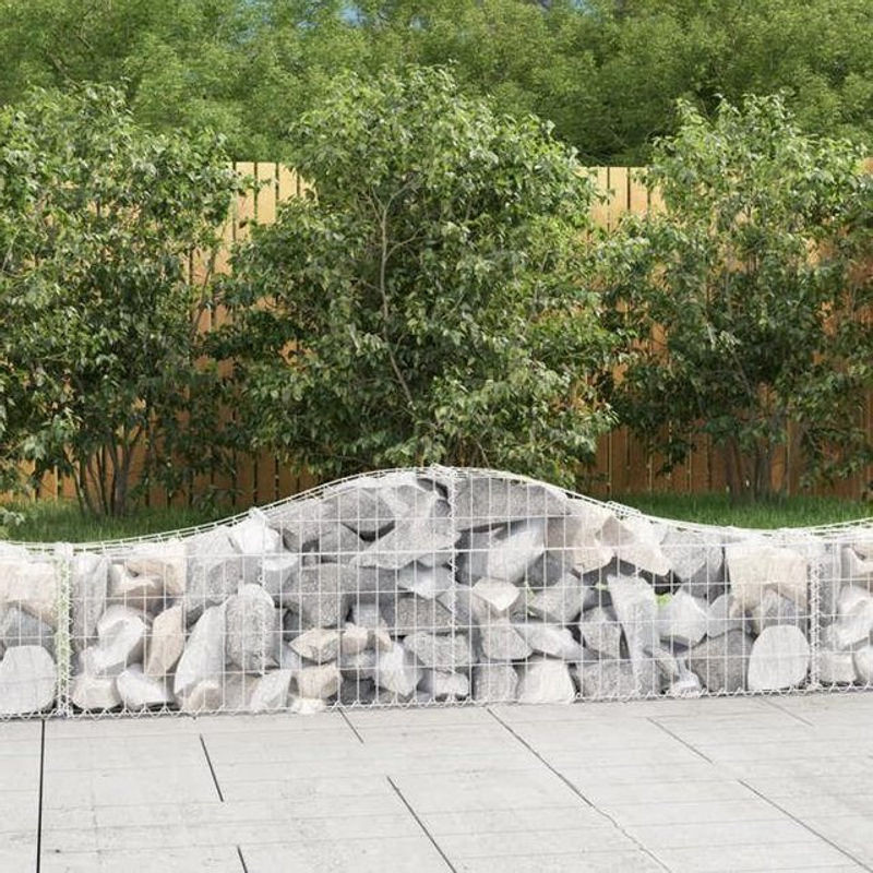 Maison Exclusive Gabion-Dekorationselemente aus verzinktem Metall, 8er Set, Grau/Silber, B/T/H: 200 x 30 x 40/60 cm - Bild 1