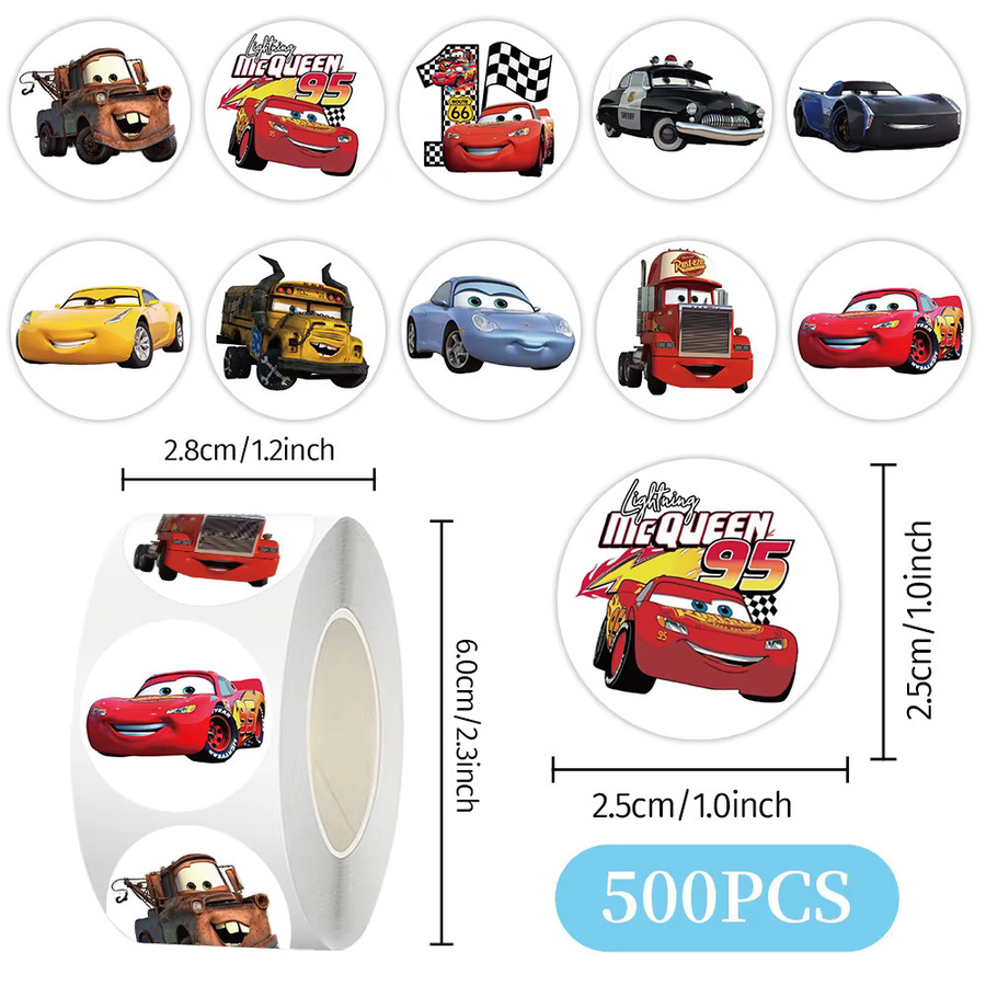 500 Stück Disney Cars Lightning McQueen Aufkleber Set in Mehrfarbig für Laptop, Telefon und Tagebuch - Bild 2