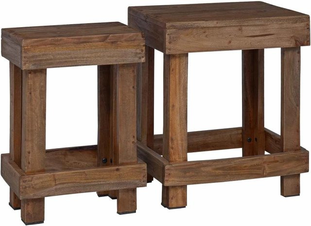 vidaXL Pflanzenständer 2-teilig aus Mahagoni Holz in Braun, B/T/H: 70 x 11 x 27 cm - Bild 1