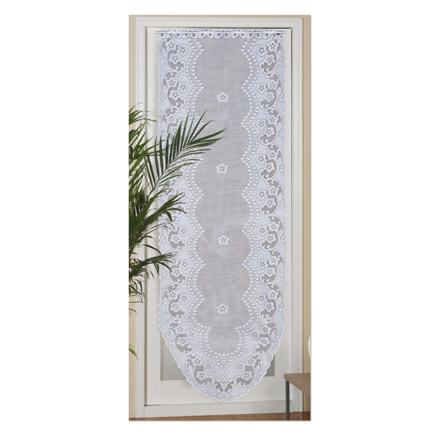 Bestlivings Türpaneel Mona mit Blumenmuster und Stickerei, Weiß, Höhe: 180 cm, Breite: 60 cm, inklusive Vitragestange - Bild 2