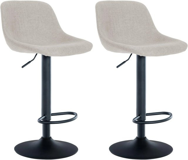 DELUKE 2er Set Barhocker HODOR in Creme, höhenverstellbare Barstühle mit Lehne und 360 Grad Drehsitz - Bild 1