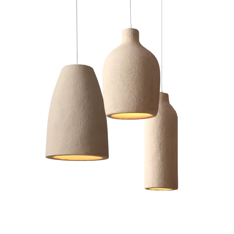 YANKE Wabi Sabi Pendelleuchte aus Zement in Beige mit warmweißem LED-Licht für Küche, Esszimmer, Wohnzimmer und Schlafzimmer - Bild 3