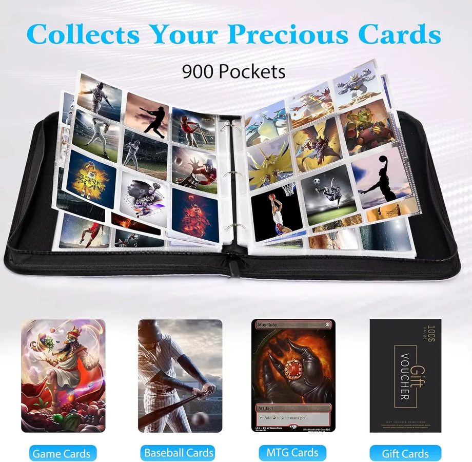 Bandai Kartenordner mit Reißverschluss und 900 Fächern, doppelseitige Taschen als tragbare Kartenhülle für TCG und CCG Kartenaufbewahrung - Bild 5