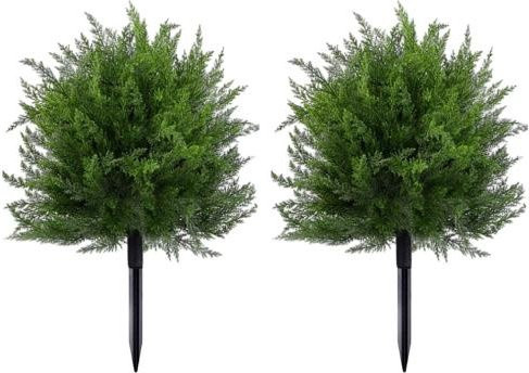 2er-Set Künstliche Zypressen-Kugelbäume in Grün, UV-beständige Dekorpflanzen für Garten und Außenbereich - Bild 1