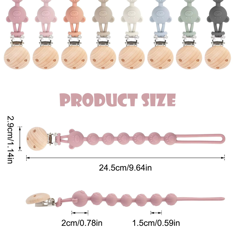 Muslin Life Schnuller Kette mit Beißring in Grau für Babys - Bild 2