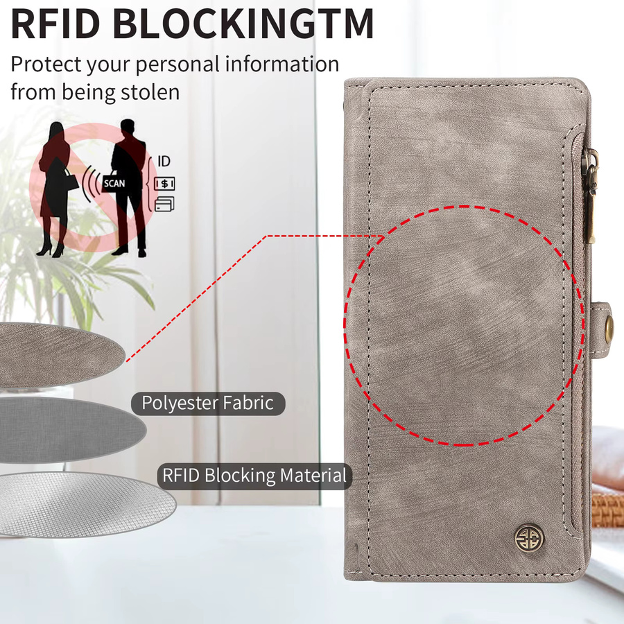 Xiaomi Handyhülle aus PU-Leder für Redmi 9C 10 10C 12C 13C 14C Note 10 Note 11 mit Kartenfächern und RFID-Blockierung in Grau - Bild 4
