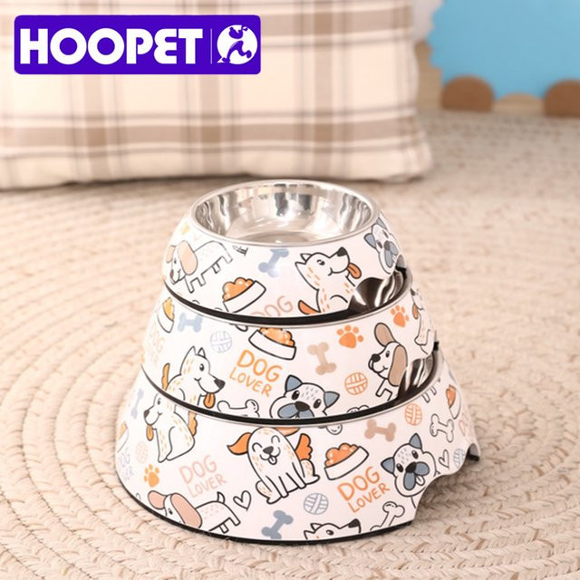 Hoopet Edelstahl Haustier Schüssel für Katzen und Welpen als Futter- und Trinkschale in Silber und Weiß - Bild 1