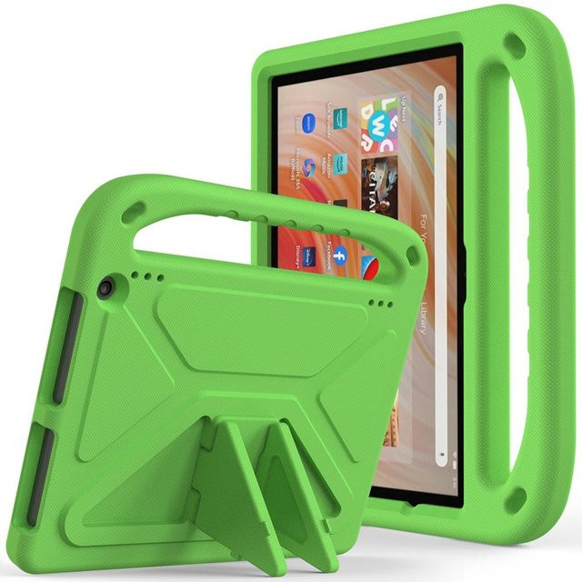 Ubasy Stoßfeste EVA Hülle für Amazon Fire HD 10 Plus 11. und 13. Generation mit Griff und Ständer, Grün - Bild 1