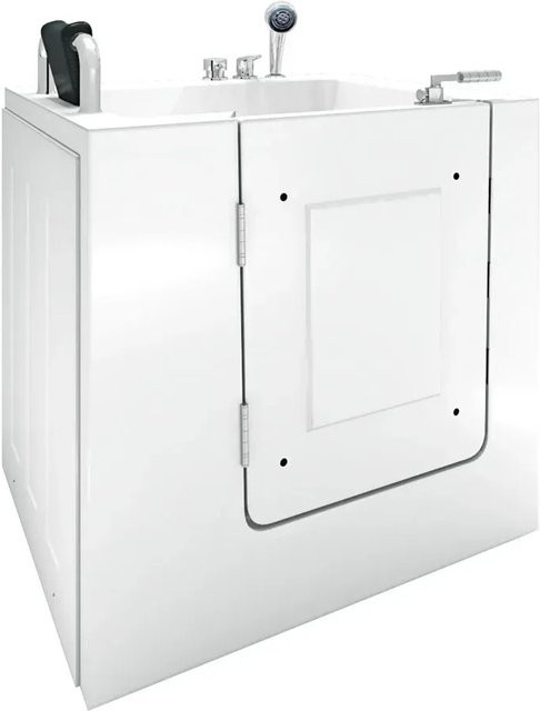 AcquaVapore Senioren Sitzbadewanne mit Tür S02-C-L, Weiß, B/T/H: 100 x 78 x 115 cm - Bild 1