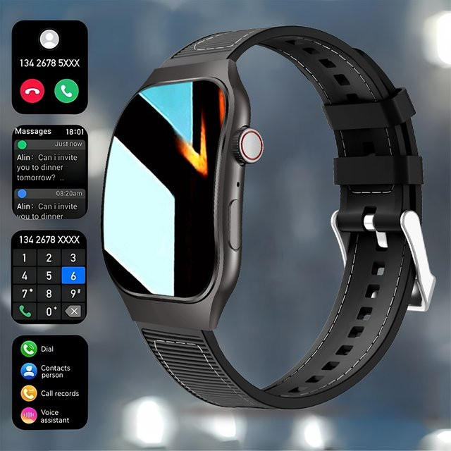 LAXASFIT Smartwatch für Herren und Damen mit 2,01 Zoll AMOLED-Display, Bluetooth, Sport- und Fitness-Tracking, Farbe: Grün - Bild 1