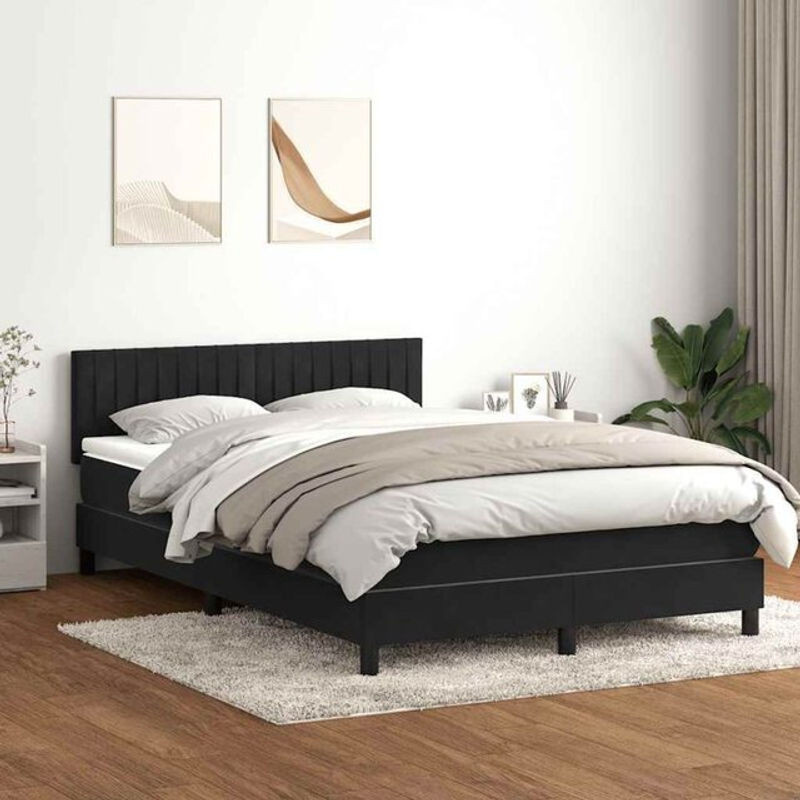 vidaxl Boxspringbett mit Matratze aus Samt in Schwarz, B/T/H: 160 x 210 cm - Bild 1
