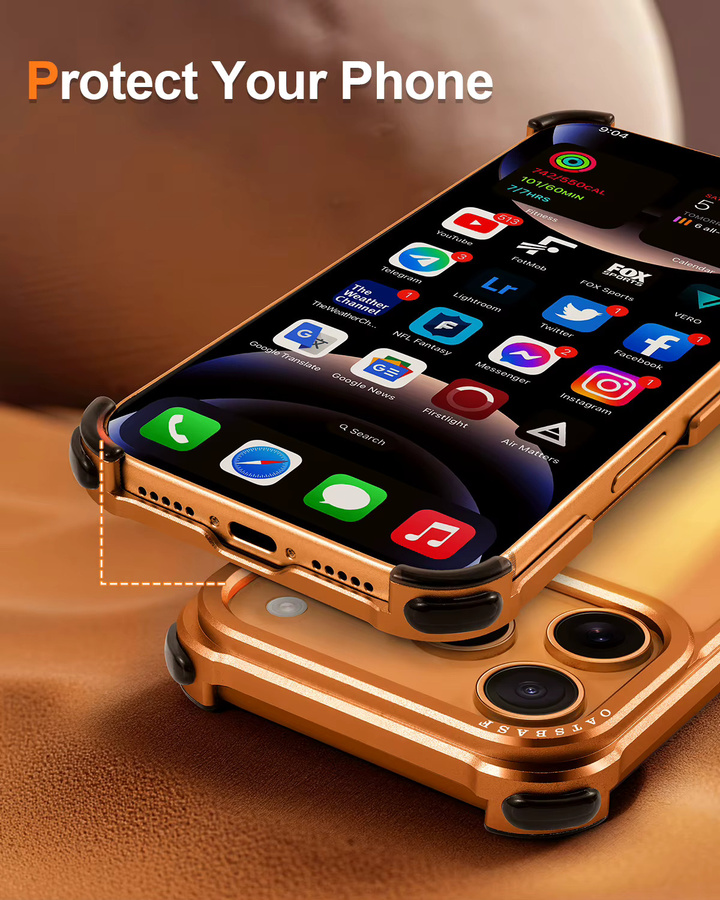 Ultradünne MagSafe Schutzhülle mit Metallrahmen für Apple iPhone 17 Pro Max und 17 Air in Orange - Bild 5