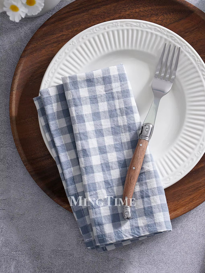 MINGTIME Gingham Stoffserviette aus Baumwolle kleinkariert Schwarz B: 42 cm, H: 42 cm - Bild 2