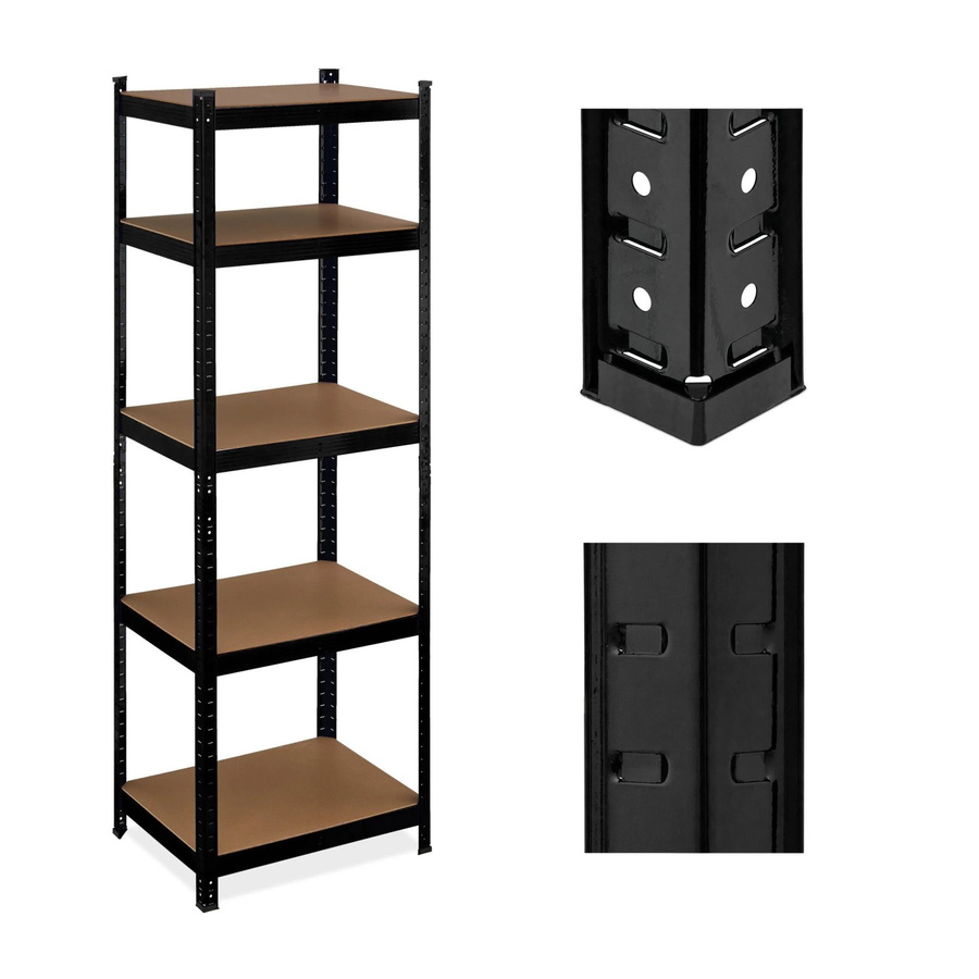 Relaxdays Schwerlastregal aus Stahl in Schwarz-hellgrau mit 5 verstellbaren Ebenen, Höhe: 180 cm, Breite: 60 cm, Tiefe: 45 cm - Bild 2