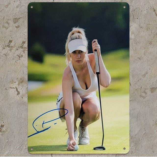 Signiertes Paige Spragens Golf-Poster als Metallschild von CIFBUY, buntes Blech-Wandkunst-Dekor für LPGA-Fans, B/H: 30 x 20 cm - Bild 1