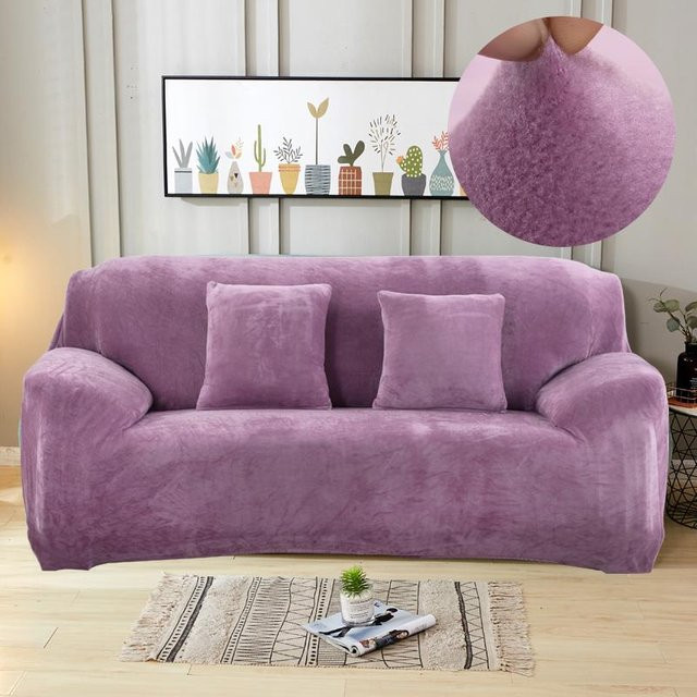 Grauer Plüsch-Sofabezug aus Samtstoff für 1-Sitzer, staubdichter Möbelschutz aus Polyester, Breite: 90-140 cm - Bild 1