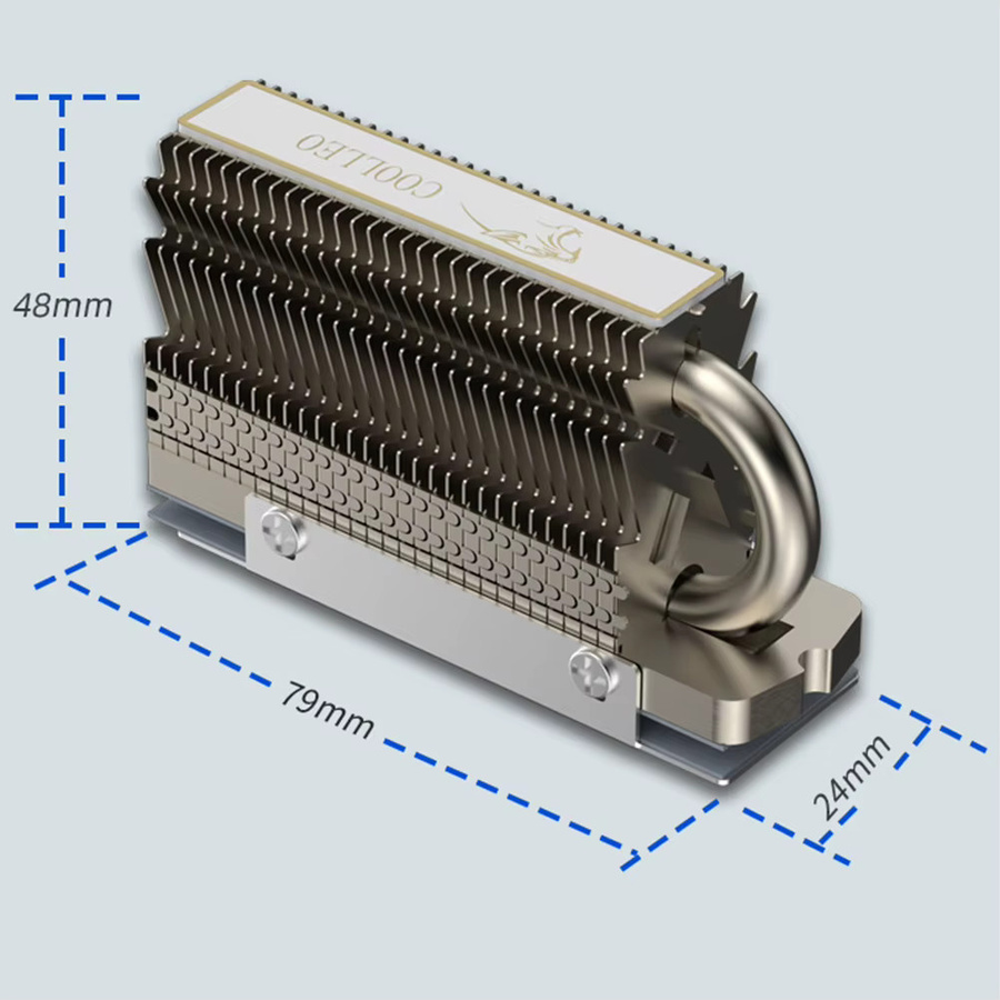 Coolleo HR-09 M.2 NVMe SSD Kühlkörper mit Heatpipe und Reflow-Schweißen, Farbe: Silber - Bild 3