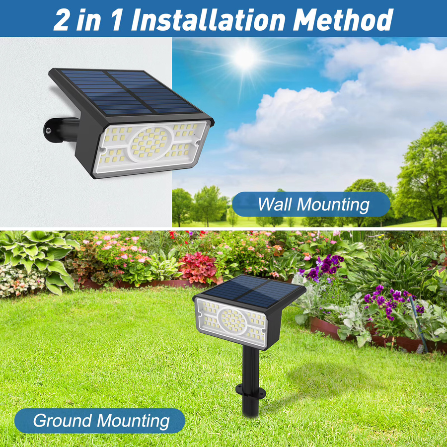 T-SUNRISE Solar Garten Wandleuchte mit 49 LEDs, IP65 wasserdicht, Schwarz, Rechteckig - Bild 4