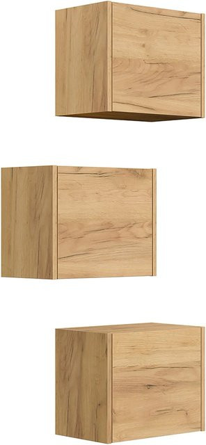Posseik Badschrank-Set Limes 3-teilig Eiche Gold mit Soft-Close-Türen und variabler Montage - Bild 1