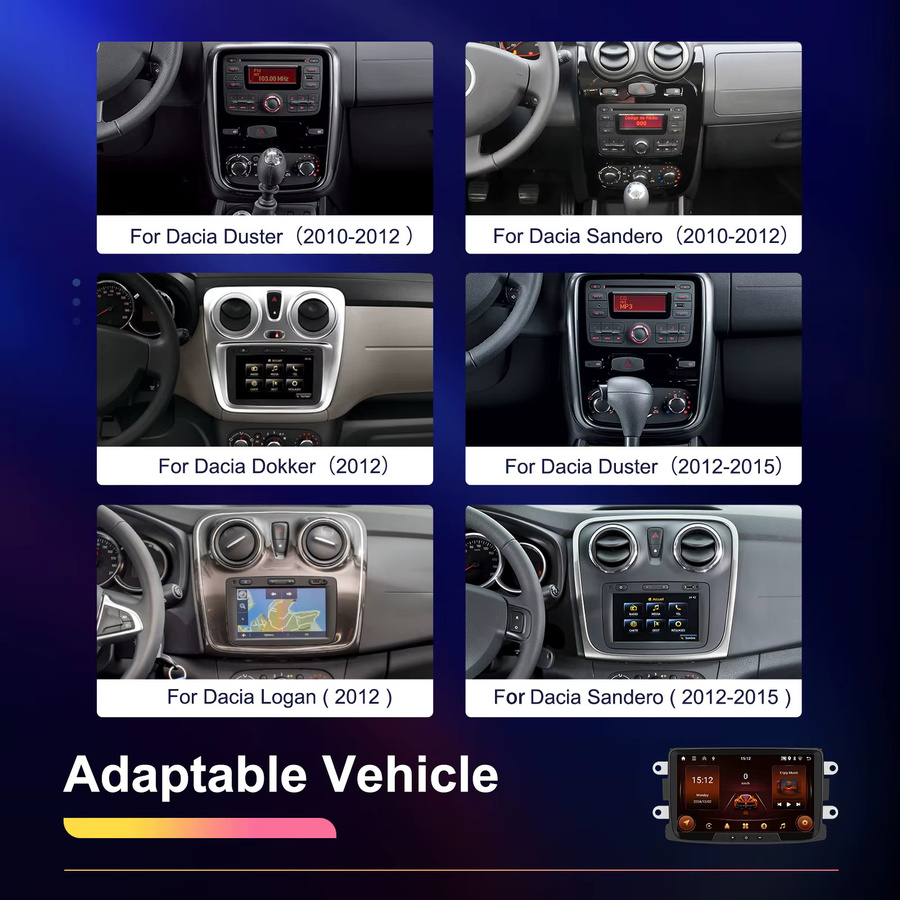 Podofo 8-Zoll Carplay Android Autoradio für Renault mit GPS-Navigation und RDS-Multimedia in Schwarz - Bild 2