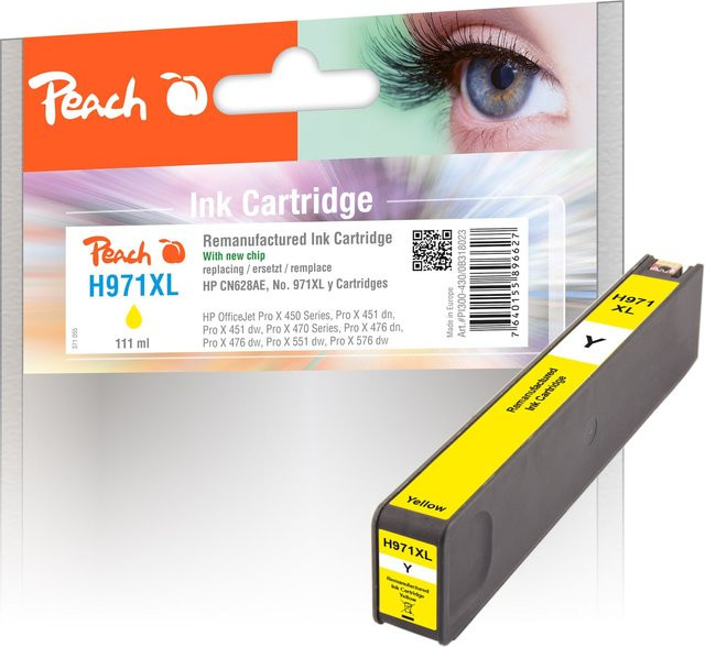 Peach HP 971 XL Druckerpatrone Gelb (CN628A) wiederaufbereitet für HP OfficeJet Pro X 450, 451 dn und 470 - Bild 1