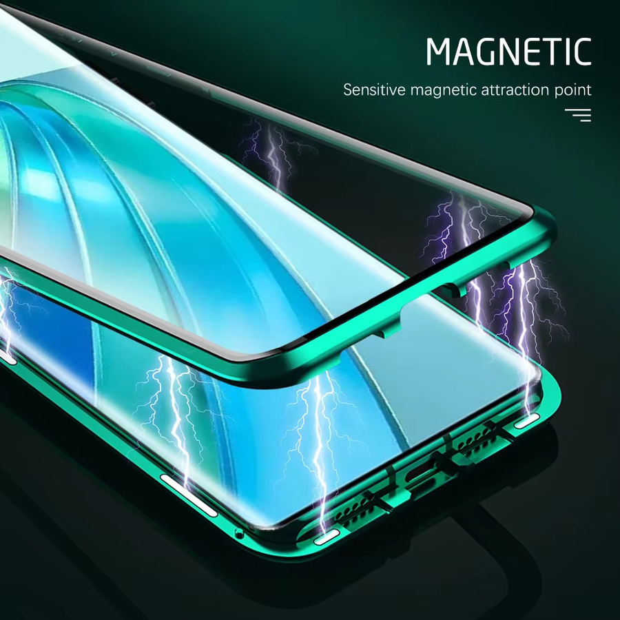 360 Grad doppelseitige Glas-Schutzhülle mit Metall-Bumper und Magnetfunktion für Honor Magic 7 Lite 5G, Honor Magic 6 und Honor Magic 5 in Grün - Bild 2