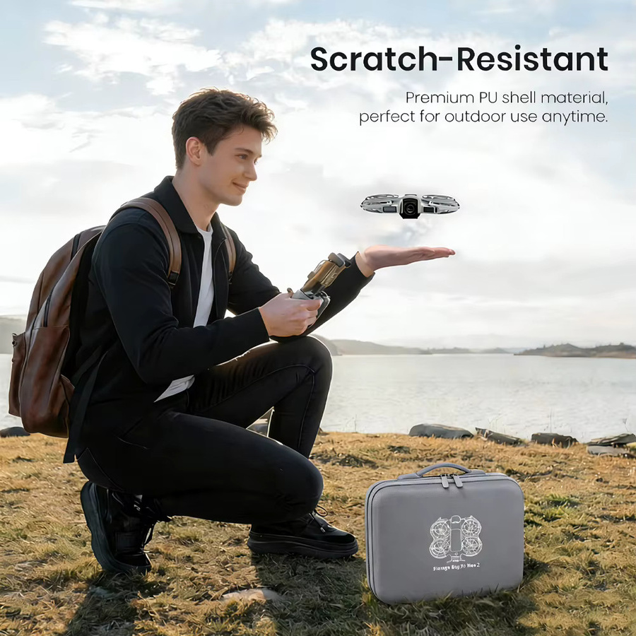 Tragbare Umhängetasche für DJI Neo2 Drohne und Motion Sensor Kit in Grau mit Platz für Batterien und Zubehör - Bild 3