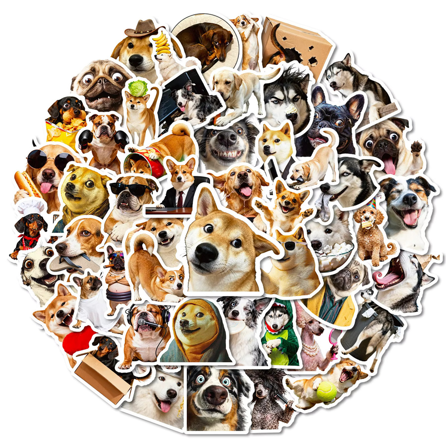 56 Stück Hundelaufkleber Set mit lustigen Hundememes in Multicolour für Laptop, Notebook und Skateboard - Bild 2