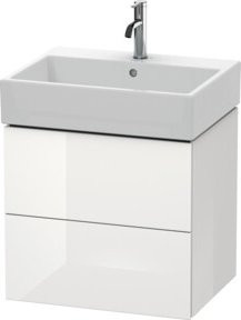 Duravit L-Cube Waschtischunterschrank wandhängend in Weiß Hochglanz mit 2 Schubladen, B: 54,4 cm, T: 45,9 cm - Bild 1
