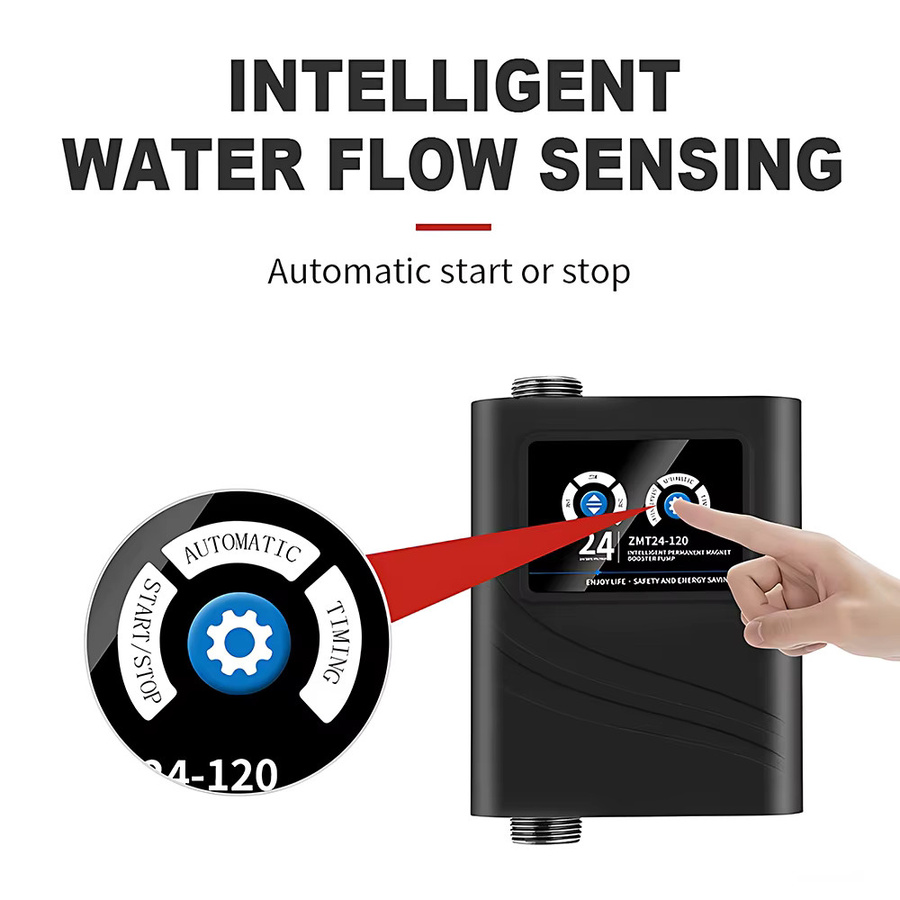 xmshxltd Boost Wasserpumpe für Dusche und Haushalt mit Timed Boost Funktion, DC24V, Durchfluss: 38/42L/min, Kopf: 22/28m, Leistung: 100/120W, DN20 - Bild 2