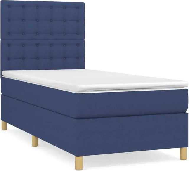 vidaXL Boxspringbett mit Matratze Blau Stoff B/T/H: 80 x 200 x 128 cm - Bild 1
