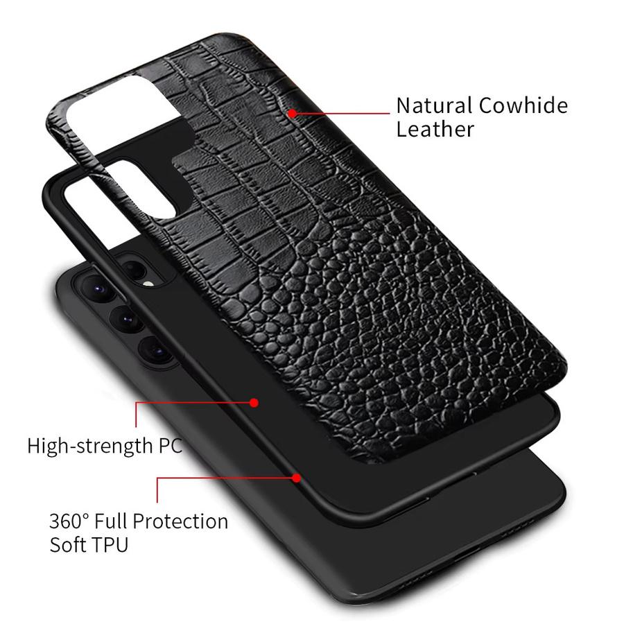 LANGSIDI Echtleder Handyhülle für Samsung Galaxy S25 S24 S23 Ultra S22 Plus S21 A55 A54 5G in Schwarz - Bild 4