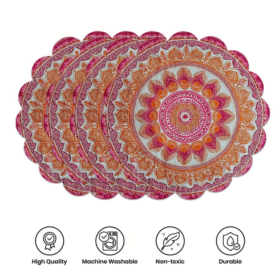 VIKAMA 4-teiliges Tischset mit Mandala-Muster für runden Esstisch und Café - Bild 3
