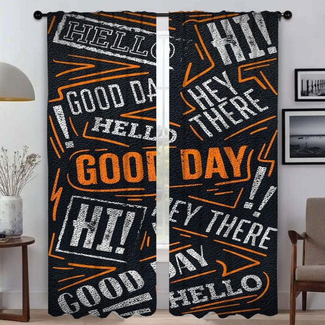 Bunte Küchenvorhänge mit grafischem Muster für Wohnzimmer und Schlafzimmer, 2er-Set, halbtransparent, B: 60 cm, H: 90 cm - Bild 1